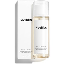 Medik8 Press & Glow Daily Exfoliating Pha Tonic Con Activador De Enzimas - Tóner De Ácido Polihidroxilado - Exfoliante De Limpieza Suave Para Aclarar, Tonificar La Piel Y Enrojecer - Para Piel De Vidr