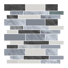 Crystiles Vinyl Peel and Stick Subway Tile, 3D Adhesive Tiles for Kitchen Backsplash and Bathroom Back Splash (10 Sheets, 12"x12")