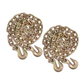 Mytee Products 2 Pack 3/8 Inch x 20 FT Grade 70 Binder Chain with Clevis Grab Hooks - G70 Transport Tow Chain - 6,600 Lbs Working Load Limit