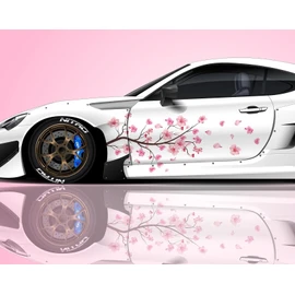 2PCS Sakura Cherry Blossom Car Livery, Japanese Theme Side Car Vinyl Livery, Universal Size, Large Vehicle Graphics, Car Livery (7)