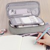 WEMATE Pencil Case, 5 Compartments, Large Capacity, Light grey-1