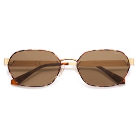 SOJOS Trendy Polarized Hexagon Sunglasses for Women Men, UV400 Retro Rectangle Shades SJ1238, Tortoise/Brown