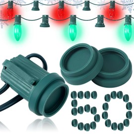 Threlaco 50 Pcs Christmas Light Socket Safety Cap Plugs for C7 and C9 Bulbs Stringers Light Socket Cap Covers Double Sided Light Bulb Socket Cover for Covering Unused Open Sockets Outdoor Green