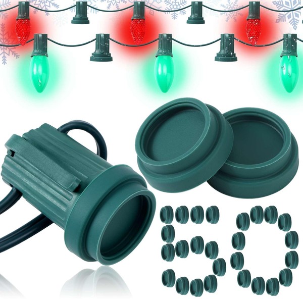 Threlaco 50 Pcs Christmas Light Socket Safety Cap Plugs for