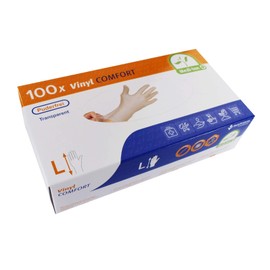 Medi-Inn Gloves, Vinyl Powder-Free "Comfort" Disposable Vinyl Gloves (Pack of 100, Size L)
