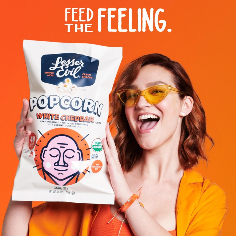 Lesser Evil Popcorn Wht Cheddar Org 4.6 OZ