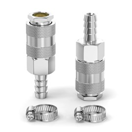 ERGAOBOY 2 Pcs Male Industrial Air Coupling with 6MM Hose Barb, Flow Quick Connect Air Coupling and Plug Kit Pneumatic Compressor Hose Fittings
