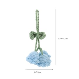 VILLCASE 4pcs Crochet Bluebell Flower Pendant, Creative Knitted Orchid Flower Keychain Charms, Knitting Bellflower Hanging Ornament for Bag Car Rear View Mirror Keychain Decor