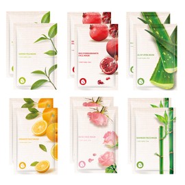 Mascarilla Facial Orgánica De Plantas Y Frutas Naturales(12 Unidades) Hidratante Calmante Y Sin Crueldad Animal Mascarilla Facial De Papel Cuidado De 