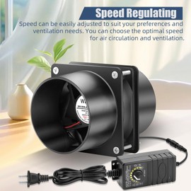 WDERAIR 80mm x 25mm 3 Inch Duct Household Ventilation Exhaust Fan with Speed Controller for DIY Greenhouse 3D Print Smoke Paint Extractor-D80
