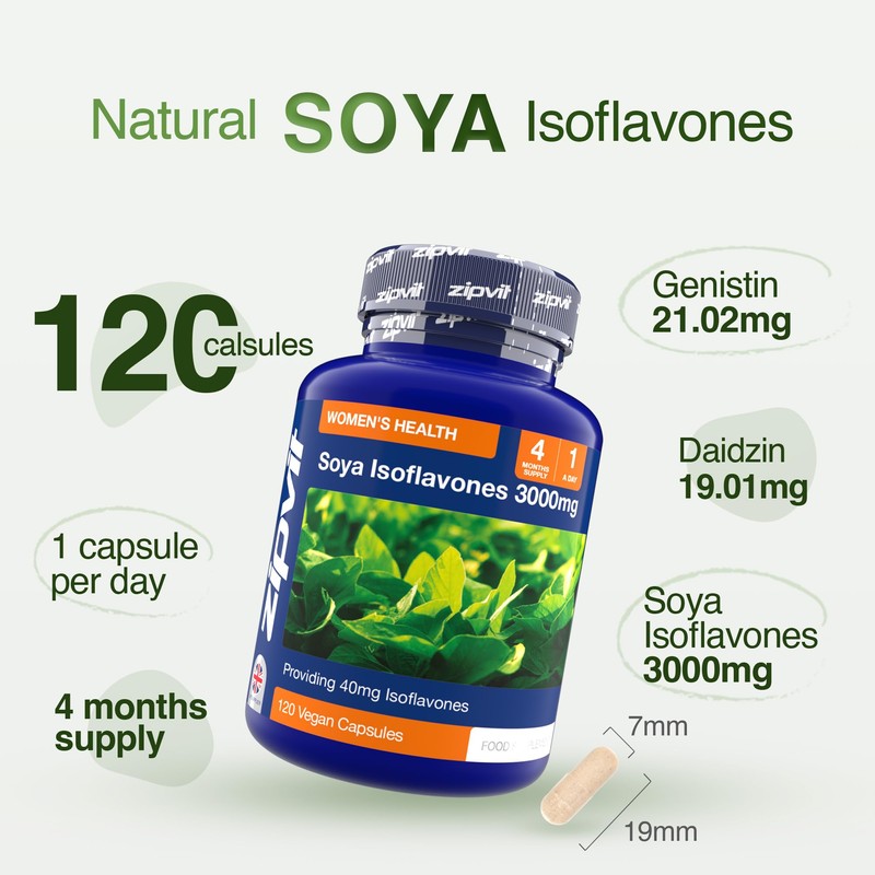 Zipvit SOYA Isoflavones 3,000mg, High Strength SOYA Bean Extract 40mg