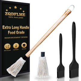 Basting Pastry Brush and BBQ Mop Cooking - ZQDFLME Sauce Brush Set with Heat Resistant Silicone Brushes for Grilling, Kitchen Cooking,Smoking Steak (4 pcs)