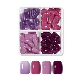 Virellay 4 * 24pcs Square Kurze Press on Nails (4 Colors A, 4 * 24 pcs)