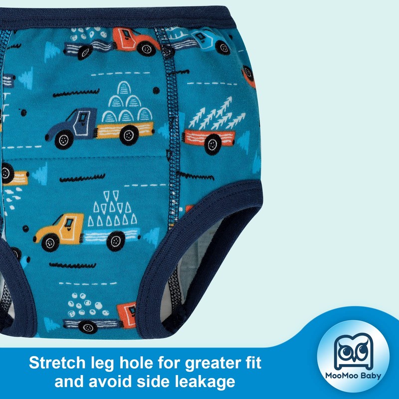 MooMoo Baby 6 Packs Potty Training Underwear Absorbent Vehicle Training