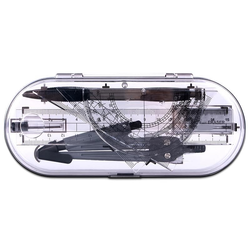 8-Piece Geometry Set Compass Geometry Kit Including Protractor Compass Pencil