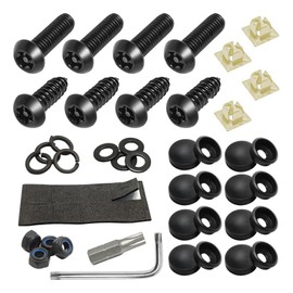 Anti Theft Stainless Steel License Plate Fasteners Set,Anti Theft License Plate Screws Kits for Securing Frames and Covers,Socket Head Cap Screw,Caps Cover for Front Rear Frame Holder Mounting