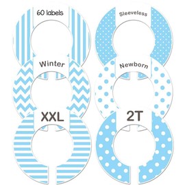 Baby Boy Nursery Clothing Size Dividers or Adult Blue Set of 6 Rod Organizers