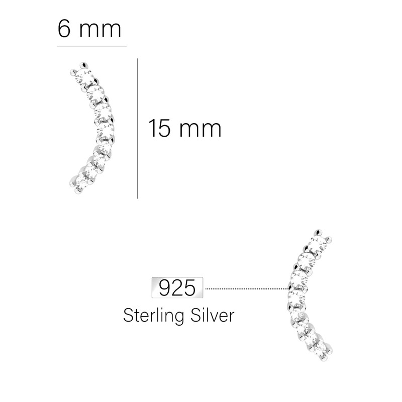 Sofia Milani 20115 Earrings Ladies’ Ear Clamps, Arched, Silver