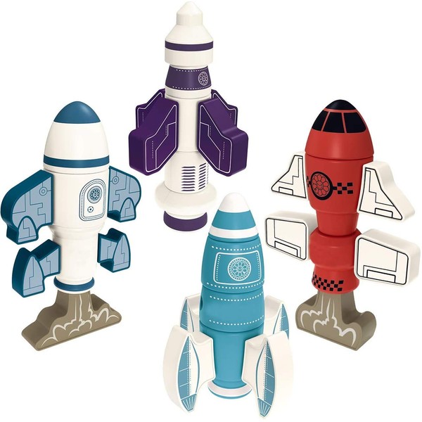 Gifts2U Magnetic Rocket Toy,33PCS Magnet Blocks Rocket Set with Storage