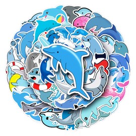 Dolphin Stickers,50 Pcs Blue Dolphin Graffiti Vinyl Waterproof Decals for Water Bottles Computer Bicycle Skateboard Luggage Phone Pad Laptop Kids Teens Adults Stickers Pack