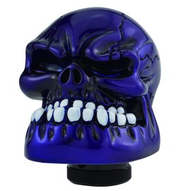 Temzzer Skull Resin Car Gear Shift Lever Handle Heavy Shiny Transmission Gear Shifter Knob for Most Manual Automotive Vehicles (Dark Blue)