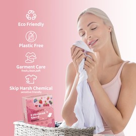 YUCO Laundry Detergent Sheets Berry Scent 80 Loads Eco Laundry Soap Washer Sheet, Liquidless Washing Detergent Sheets for Laundry for Travel, Plastic Free, Hypoallergenic