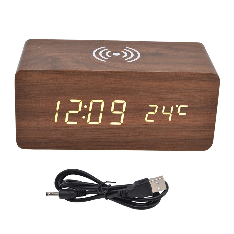 Digital Alarm Clock Wireless Charging Automatic Temperature Detection Safe Stable