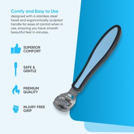 YNR YNR Callus Remover for Feet - Foot File Corn & Callus Remover, Pedicure Tool Includes 10 Replacement Heads, Heel Scrubber & Scraper, Corn Remover for Feet | (Black & Blue)