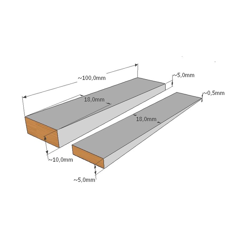 Narrow Wedges (24 Pcs 100x18x10>5mm and 24 Pcs 100x18x5>1mm)