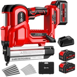 SILVEL 2" Cordless Brad Nailer, 2-in-1 21V Electric Brad Nailer Stapler with 2 * 4.0Ah Battery, 1000pcs Nails, 18GA Staples, Adjustable Depth for Woodworking, Home Improvement