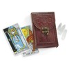 SAGEFINDS Tarot Card Protective Case, Embossed Genuine Leather Holder for