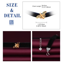 Yumilok Women's Necklace with Pendant Necklace 925 Sterling Silver Choker Velvet Rope Black Honey Bee for Women Mum, Sterling Silver Cubic Zirconia