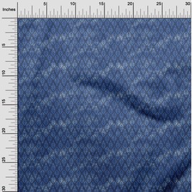 oneOone Cotton Silk Medium Blue Fabric Batik Sewing Material Print Fabric by The Meter 42 Inch Wide