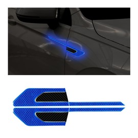 JNNJ 2 x Carbon Fibre Car Reflective Stickers, 3D High Intensity Night Vision Sticker, Reflective Car Fender Strips, Safety Warning for Car (Blue)