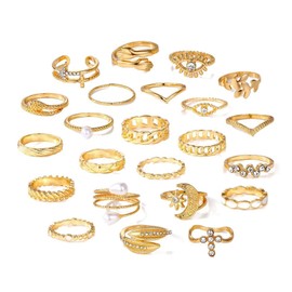 Gold Stacking Rings - 23PCS Gold Rings for Women, Rings Gold, Gold Ring Set, Stacking Rings Jewellery, Ring Sets for Women, Gold Stacking Rings Set for Women, Vintage Rings, Knuckle Rings for Women