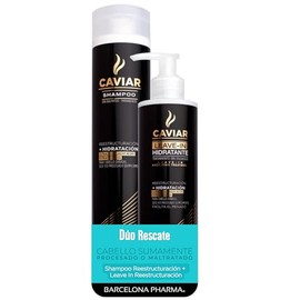 Barcelona Pharma | Tratamiento Rescate Capilar: Shampoo Reestructurante + Leave In | Para cabello severamente dañado/procesado | Extracto de uva y caviar | Sin sulfatos y parabenos
