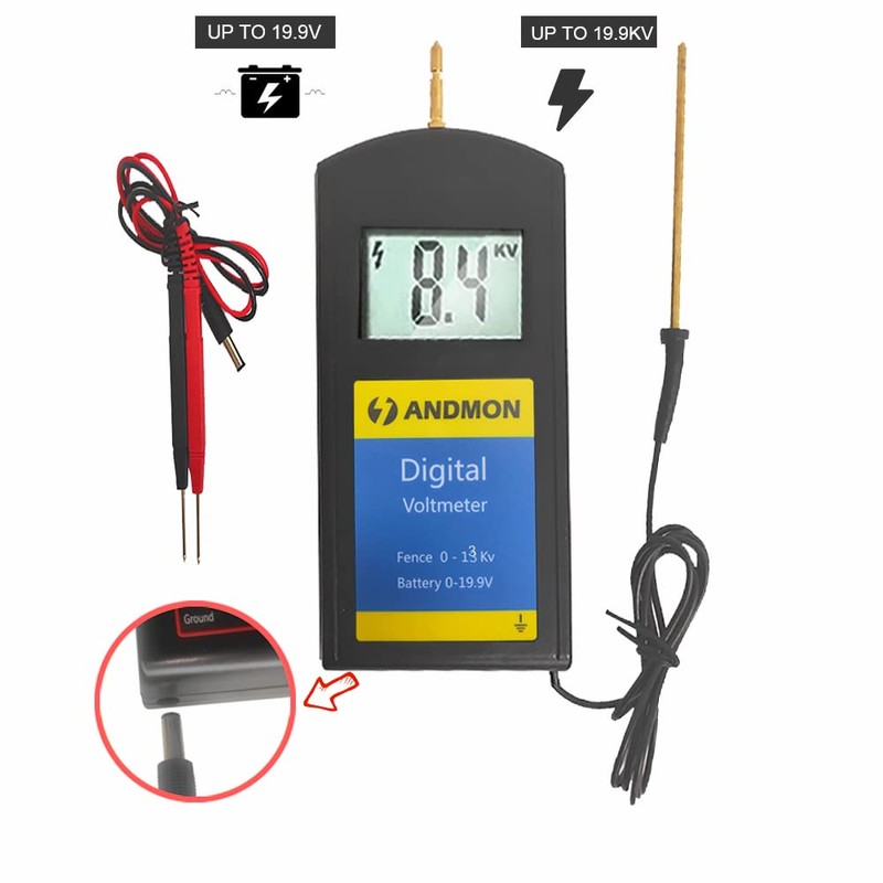 Andmon Electric Fence Tester Battery Testing Digital Electric Fence Voltage