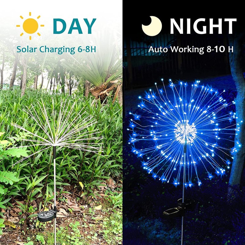JJGoo Solar Garden Lights Solar Firework Lights, 2 Pack 150
