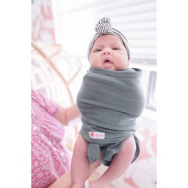 embé 2-Way Starter Swaddle Blanket, 6-14 lbs, Diaper Change w/o Unswaddling, Legs in and Out Design, Warm Up or Cool Down 100% Cotton, 0-3 Months (Slate)