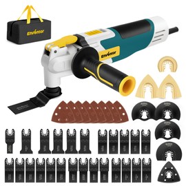 Enventor Oscillating Multi Tools, 2.5A Electric Oscillating Saw with 43PCS Accessories, 15000-22000 OPM, 6 Variable Speeds, 3°Oscillation Angle, Auxiliary Handle for Cutting, Scraping, Sanding, Blue