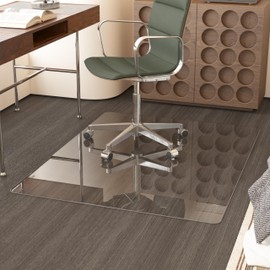 NEUWEABY 36 x 46 Inch Tempered Glass Chair Mat for Carpet, Office/Home, Clear Computer Floor Mat with 4 Anti-Slip Pads