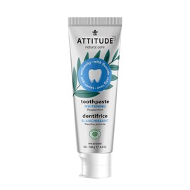 ATTITUDE Toothpaste with Fluoride, Prevents Tooth Decay and Cavities, Vegan, Cruelty-Free and Sugar-Free, Whitening, Peppermint, 4.2 Oz