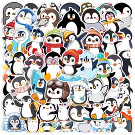 Cute Penguin Stickers, 60Pcs Funny Penguins Animals Decals for Decor Laptops, Zumkjde Cartoon Lovely Penguin Vinyl Tags Sticker for DIY Bumper Window Guitar Scrapbook