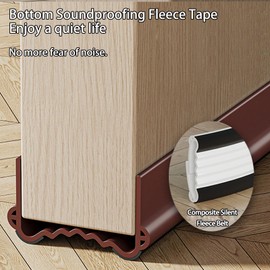 Veki 100cm Cutable Draught Excluder for Bottom of Doors, PVC Double-Sided Draft Excluder for Doors, Noise Blocker Door Draft Excluder, Under Door Draft Stopper for Energy Saving (Wide 3.5-5cm, Brown)