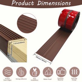 118inches Stair Nosing Trim,Rubber Edging Guard Self Adhesive,Non-Slip Vinyl Staircase Step Edge Protector for Outdoor & Indoor,9.8 Ft