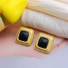 Chunky Black Gold Earrings for Women,Vintage Large Oval Square Statement