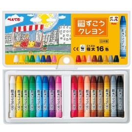 Pentel Zuko Crayons, Extra Thick, 16 Color Set, Soft Case Included