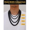 Mens Black Necklace,Stainless Steel Miami Cuban Chain Necklace,7mm Black Chain