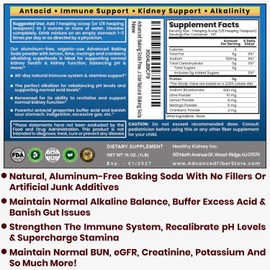 Advanced Baking Soda Powder: Organic Use Aluminum Free Baking Soda w/Superfoods to Support Kidneys, Stomach Acid, Alkalinity, Immune, Antacid, Health & Wellness, Organic Use