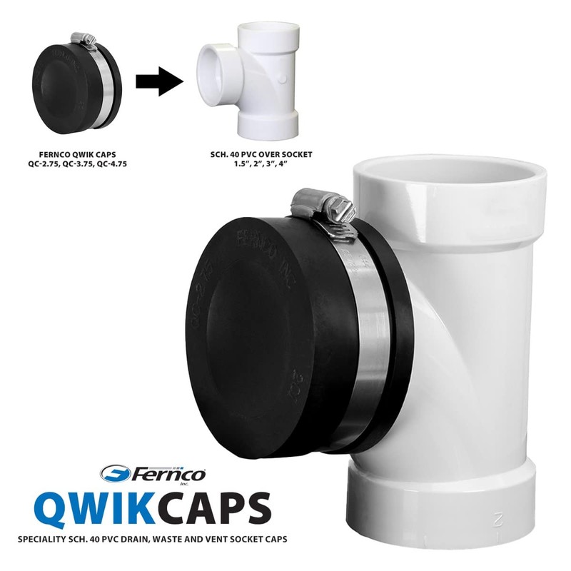 Fernco QC-3.75 3-in. Qwik Cap Schedule 40 PVC Pipe Socket